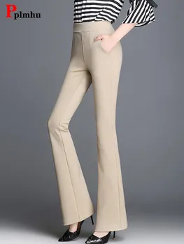 Elegante Slim Stretch de LA Mujer de la Llamarada de Pantalones de Otoño de Nuevo de Alta Wasit Oficina Legging Pantalones Básicos de la Moda coreana de Tobillo-longitud de los Pantalones