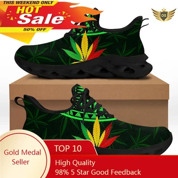 La Hoja de arce Impreso Green Flats, Zapatos Cómodos de corrientes de Malla de Calzado Para hombres Ligeros de los Hombres Zapatillas de deporte