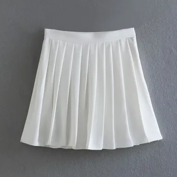 TRAF Nueva 2023 Mujeres de la Moda de Blanco Plisado Cortos Faldas Lado Femenino de la Cremallera Casual Faldas Chic Pantalones Cortos