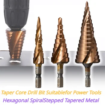 4-12/4-20/4-32mm M35 HSS hexagonal espiral intervino cónico de metal equipo de Perforación Mango Cónico Núcleo de la Broca Adecuada para las Herramientas eléctricas