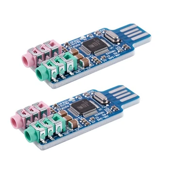 2Pcs Libre Controlador de Tarjeta de Sonido USB CM108 Tarjeta de Sonido USB Chip Azul