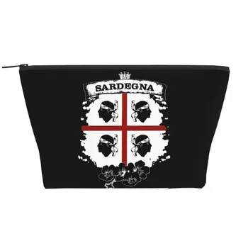 Cerdeña Bandera de los Cuatro Moros Bolsa de Maquillaje de las Mujeres de Viaje Cosméticos Organizador Kawaii Italia Sardegna Escudo de Armas de Almacenamiento de Bolsas de Aseo