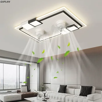Moderno, Negro, Blanco Circular Con Ventilador de Techo Lámparas de Nordic LED Lámparas Para Salas de estar Restaurantes, Cocinas, Lámparas de araña