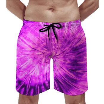Pantalones Cortos De Gimnasia Del Tinte Del Lazo Lindo Hawaii Traje De Baño De Color Rosa Y Púrpura Hombres De Secado Rápido De Deportes Caliente Más El Tamaño De La Junta Pantalones Cortos