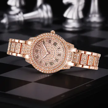 Diamante de las Mujeres de los Relojes del Reloj de Oro de las Señoras Relojes de Pulsera de Marca de Lujo de diamantes de imitación de las Mujeres Relojes de Pulsera Mujer Relogio Feminino