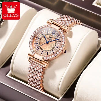 OLEVS de la Moda de los Relojes de Lujo Para las Mujeres con Estilo Elegante de Oro Rosa de Diamantes Señoras de la Mujer Reloj de Pulsera de Reloj de la Montre Femme 2023