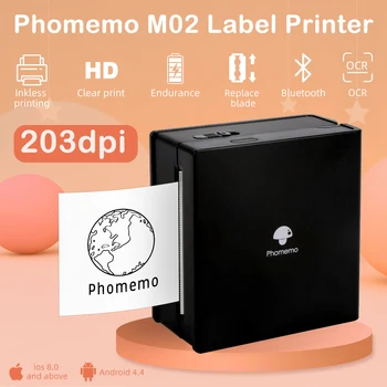 Phomemo Portátil M02 Impresora de Etiquetas Inalámbrico BT Térmica de la etiqueta Engomada de Bolsillo Mini Portátil Impresora Fotográfica Android IOS Impresoras