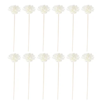 12 Pcs Crisantemo Aromaterapia Palos De Rattan Decorativos Para El Hogar Decoración De Flores De Madera, Accesorios De Recarga