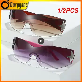 1/2PCS de Montura de las Gafas de sol de gran tamaño de Moda Y2K Envoltura Alrededor de las Gafas de sol Punk de Una Pieza Gafas de Deporte Gafas de Sol de Tonos de Conducción