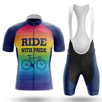 Paseo Con Orgullo Ciclismo Conjunto de Culotte Jersey Bicicleta Bicicleta Camisa de Manga Corta Ropa de Ciclo de Descenso MTB de Montaña Traje