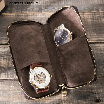 Reloj Caja de Regalo Rollo estuche de Viaje Elegante Portátil de Cuero Vintage Reloj de la Pantalla de Almacenamiento caja de almacenamiento Conveniente para relojes