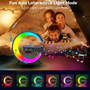 LED de Gran G Inteligente de la Luz del Cargador Inalámbrico BluetoothSpeaker Reloj de Alarma de la Aplicación de Control de LED de Luces de Colores Altavoz Inalámbrico Luz de la Noche