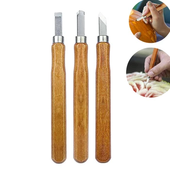 Nueva 3pcs Talla de Madera Cinceles Herramientas de Talla de Madera para la Carpintería de Grabado de Oliva cuchillo hecho a mano Cuchillo set de herramientas