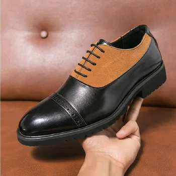 Hombres nuevos Derby Zapatos Negros de cordones Parte del Negocio de la Pu de Cuero hechos a Mano de los Hombres Zapatos de Vestir de Tamaño 38-46 1AA12