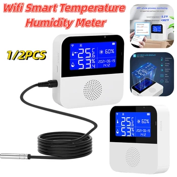Wifi Smart Temperatura Humedad Medidor 5 Muestra la APLICACIÓN Inteligente de Thermograph Detector de Humedad de Temperatura Sensor de Humedad Alarma