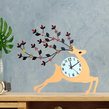 Creativo Ciervo Reloj de Pared de Silencio Decoración Decorativos de Pared Arte de Decoración de Mirar el Reloj para la Sala de estar del Dormitorio de la Oficina