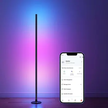 120cm WiFi Esquina de Lámpara de Piso APLICACIÓN Inteligente de Control Permanente Dormitorio Lámpara de Dimmable LED del RGB de la Luz de estado de Ánimo la Decoración del Hogar, Iluminación