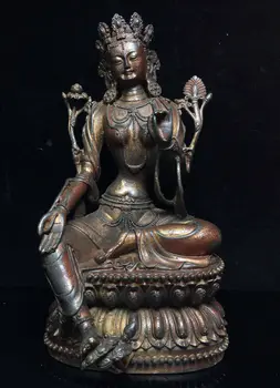 Recoger China Del Tíbet Budismo De Bronce Del Templo Dorado De Kwan-Yin Buda Estatua De La Diosa