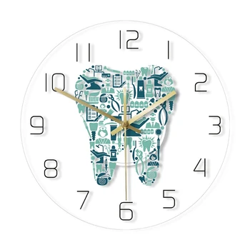 Colorido Clínica Dental Reloj De Pared De Atención De Acrílico Colgante Reloj Silencioso Movimiento De Reloj De Pared Decoración Reloj De Pared