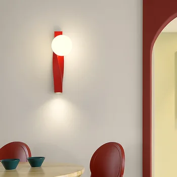 El Moldeo rotacional LED Lámpara de Pared Rojo Blanco Verde Aluminio Blanco Vidrio de Iluminación de la Lámpara de pared De Vestíbulo Dormitorio Escaleras Pasillo