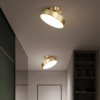 Todo el cobre Beiouyang lámpara de escritorio minimalista pasillo pasillo circular guardarropa cuarto de baño LED lámpara de techo