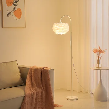 De estilo sencillo y Moderno Pluma Led Lámparas de Piso para el Sofá Lado de la Lámpara de Pie de Salón Adolescente Dormitorio de la Mesilla de Iluminación Ambiental
