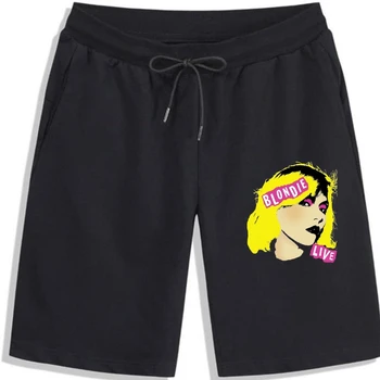 Blondie Hombres DEL Punk Logotipo de pantalones cortos para hombre, color Negro, Medio - Hombre de Negro pantalones cortos para los hombres Retro 5055979937340 Grandes Puro pantalones Cortos de algodón