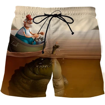 3D Nuevo Impreso pantalones Cortos de Playa En el Verano de Pesca Harajuku Divertido Hip-hop de la Natación de los Hombres pantalones Cortos Unisex Suelto Deportes de Cinco puntos Cortos