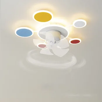La sala infantil de la luz de la habitación de estilo sencillo y moderno 2022 LED, Ventilador de techo lámpara de sacudir la cabeza ventilador con mando a distancia