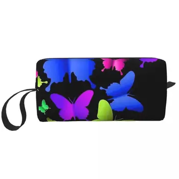 Mariposas de colores Portátil Bolsas de Bolsas de Maquillaje estuche de Cosméticos para Viajar Acampar Fuera de la Actividad de artículos de Tocador de la Joyería Bolsa de