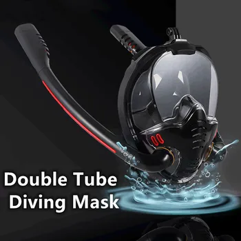 Snorkel Máscara De Doble Tubo De Silicona De Secado Por Completo De Buceo Máscara De Natación De Adultos Máscara Gafas De Buceo Autónomo De Respiración Bajo El Agua