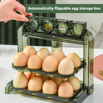 Flip Huevo Titular para el Refrigerador de 3 Capas 24 Cuadrículas Flip Huevo Caja Plegable de Gran Capacidad de la Bandeja de Huevos Contenedor Reutilizable Almacenamiento de Huevos