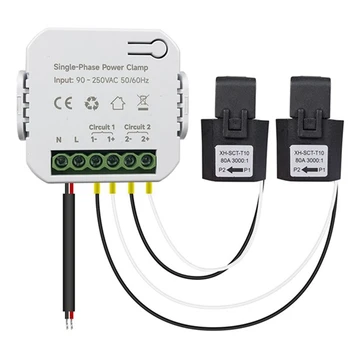 Tuya Zigbee Smart Medidor de Energía 80A Con Transformador de Corriente de la Abrazadera de Kwh de Energía del Monitor de Electricidad Estadísticas 90-250V(2CT)