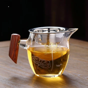 Vidrio de la feria de taza con filtro de engrosamiento resistente al calor puntos de té de la vajilla de la casa de té conjunto de accesorios de té vertedero.