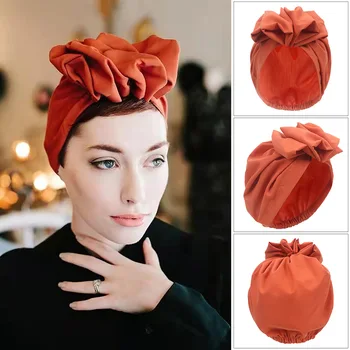 La Moda Bonnet Nuevos Europeos Y Americanos Velo De Las Mujeres Sombrero Con Multi-Color De Raso De Flores Grandes Y Elástica Diadema Turbante