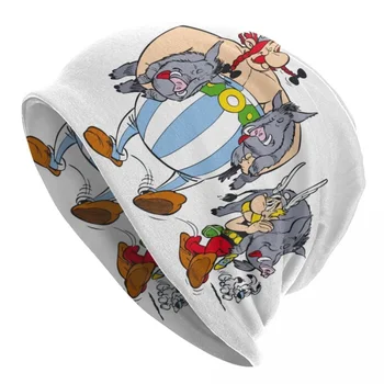 Asterix Y Obelix Skullies Gorras Gorras Unisex De Invierno, Sombrero Tejido De Punto De Los Hombres De Las Mujeres Cool Adulto De Dibujos Animados Gorro Gorros Gorro De Esquí Al Aire Libre