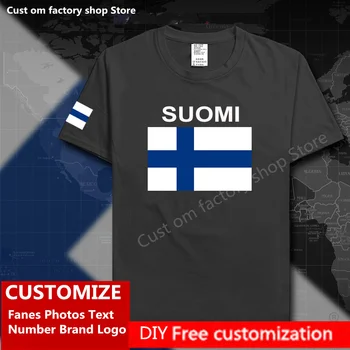 Finlandia SUOMI camiseta Personalizada de Jersey, los Fanáticos Nombre Número de LOGOTIPO de la Marca de Algodón de la Camiseta de la Alta Moda de la Calle Hip Hop Suelto Casual T-shirt