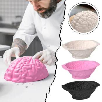 Halloween Cerebro de Gelatina Cerebro en Forma de Silicona Molde de la Torta de la Hornada de la Herramienta de Cerebro de Hielo de Chocolate de Pascua de Silicona para el Chocolate