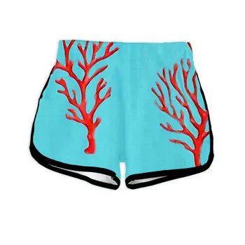 Verano de Coral de Impresión del Patrón de las Mujeres pantalones Cortos Son Refrescantes, Casual, Cómodo y Hermoso A Desgaste