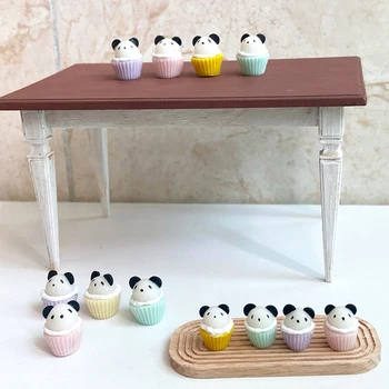 1Pc 1:12 casa de Muñecas en Miniatura de la Torta de Panda Cupcakes Adorno Macaron de Color de Alimentos Modelo de Vida de la Escena Decoración de Casa de Muñecas, Accesorios