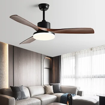 Led de Arte Araña Colgante de la Lámpara Ventilador de Techo Luz 52Inch la Simplicidad Moderna Negro Control Remoto Restaurante Sala de estar