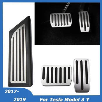 Para Tesla Model 3 Y 2017-2019 Pedal Del Acelerador De Gas Combustible Resto De Freno Pedal De Pastillas De Esteras De Coches Tuning Accesorios De Aleación De Aluminio