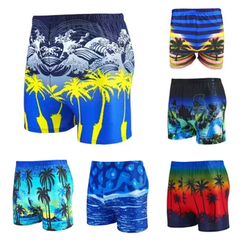 Los nuevos pantalones cortos de natación de los hombres del color de la prenda de natación de la cintura puede ser atado en la primavera caliente de la playa de la piscina de la playa