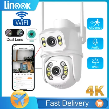 Linook, ICSEE, 4K, 8MP, cámara CCTV de WIFI, conexión inalámbrica al aire libre de las cámaras de vigilancia, cámaras de seguridad IP, lleno de color, de dos vías de intercomunicación