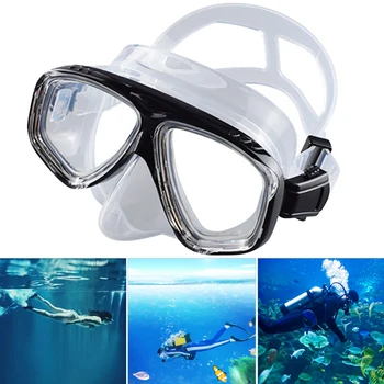 Ligero de Buceo Gafas Anti-Fuga de Gafas de Snorkeling con la Nariz Cubierta de Vidrio Templado de Máscara de Buceo de Longitud Ajustable para Hombres, Mujeres