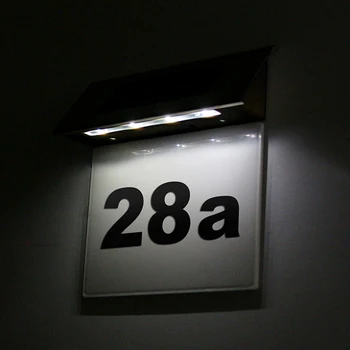 Solar del LED número de la casa Doorplate Número de la Lámpara de la Puerta de la Casa, Números de Pared al aire libre de la Placa de la Luz de 4 LED