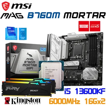 MSI MAG B760M MORTERO DDR5 USB LGA 1700 Placa base Con Traje de Intel Core i5 13600KF Procesador de Kingston 6000MHz RGB de 32 gb de Memoria